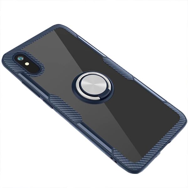 

TPU+PC чехол Deen CrystalRing for Magnet (opp) для Xiaomi Redmi 9A Бесцветный / Темно-синий