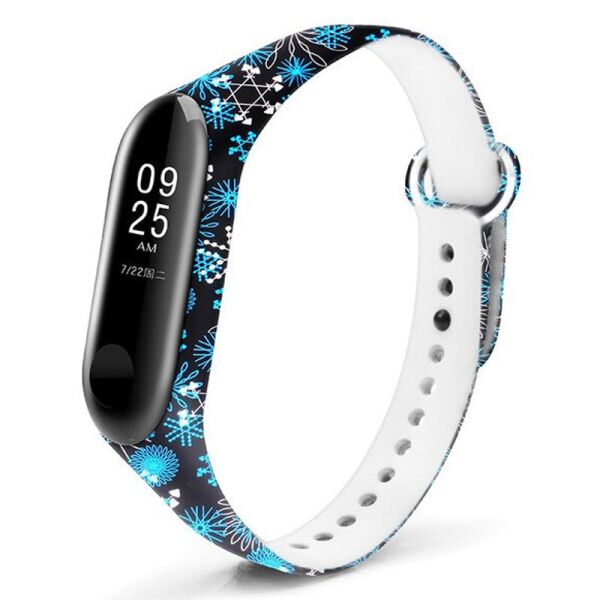 

Силиконовый ремешок с рисунком для Xiaomi Mi Band 5/6 Снежинки/Черный