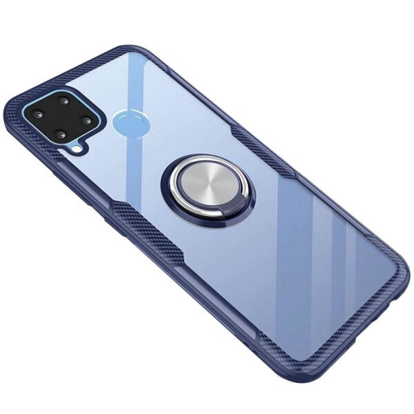 

TPU+PC чехол Deen CrystalRing for Magnet (opp) для Realme C15 / C12 Бесцветный / Темно-синий
