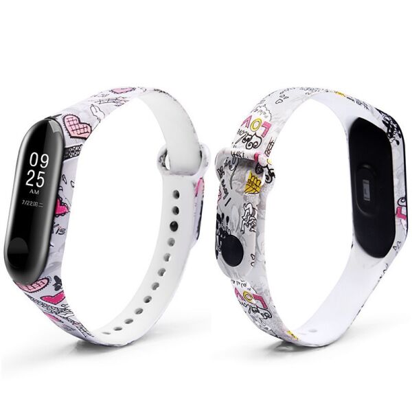 

Силиконовый ремешок с рисунком для Xiaomi Mi Band 5/6 Эйфелева башня/Белый