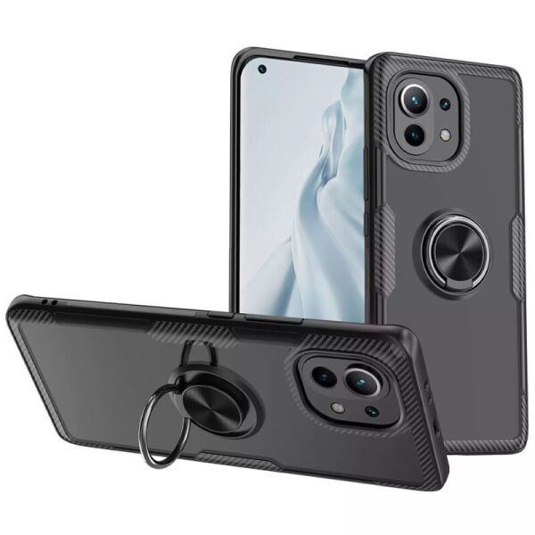 

TPU+PC чехол Deen CrystalRing for Magnet (opp) для Xiaomi Mi 11 Бесцветный / Черный