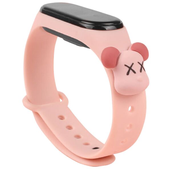 

Силиконовый ремешок Cartoon Face для Xiaomi Mi Band 5/6 Розовый/Медведь KAWS