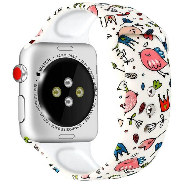 

Силиконовый ремешок с рисунком для Apple watch 38mm / 40mm Белый / Птички
