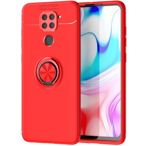 

TPU чехол Deen ColorRing под магнитный держатель (opp) для Xiaomi Redmi Note 9 / Redmi 10X Красный / Красный