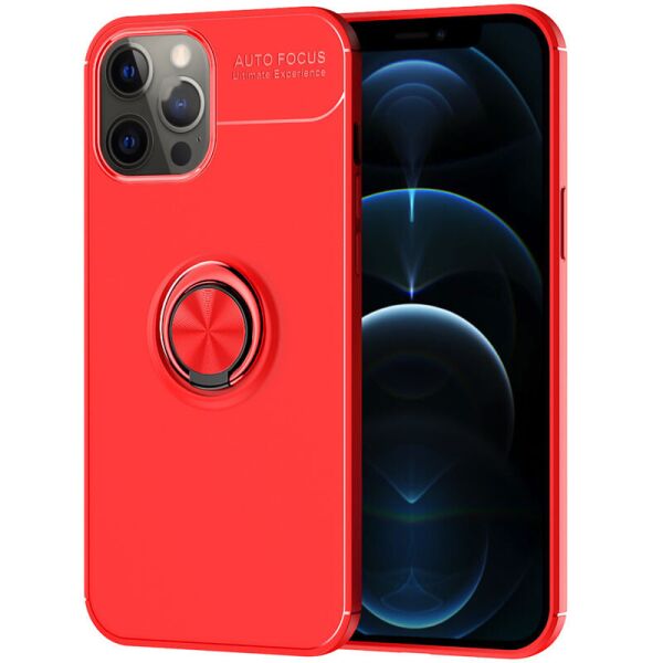 

TPU чехол Deen ColorRing под магнитный держатель (opp) для Apple iPhone 12 Pro / 12 (6.1") Красный / Красный
