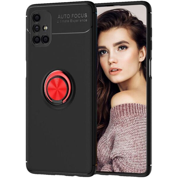 

TPU чехол Deen ColorRing под магнитный держатель (opp) для Samsung Galaxy M51 Черный / Красный