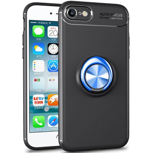 

TPU чехол Deen ColorRing под магнитный держатель (opp) для Apple iPhone 7 / 8 / SE (2020) (4.7") Черный / Синий