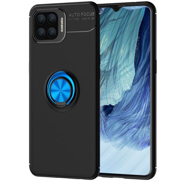 

TPU чехол Deen ColorRing под магнитный держатель (opp) для Oppo A93 Черный / Синий