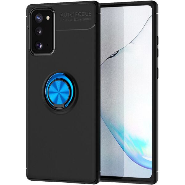 

TPU чехол Deen ColorRing под магнитный держатель (opp) для Samsung Galaxy Note 20 Черный / Синий
