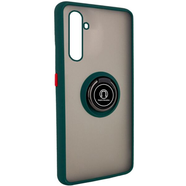

TPU+PC чехол Deen ColorEdgingRing for Magnet для Realme 6 Pro Зеленый