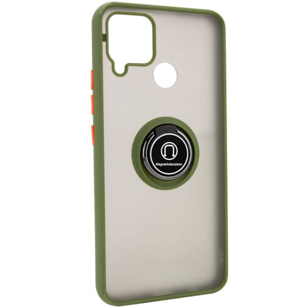 

TPU+PC чехол Deen ColorEdgingRing for Magnet для Realme C15 / C12 Оливковый