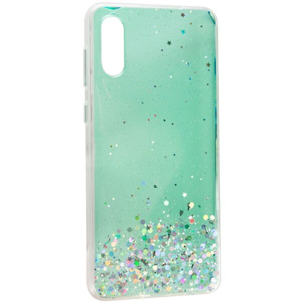 

TPU чехол Star Glitter для Samsung Galaxy A02 Прозрачный / Мятный