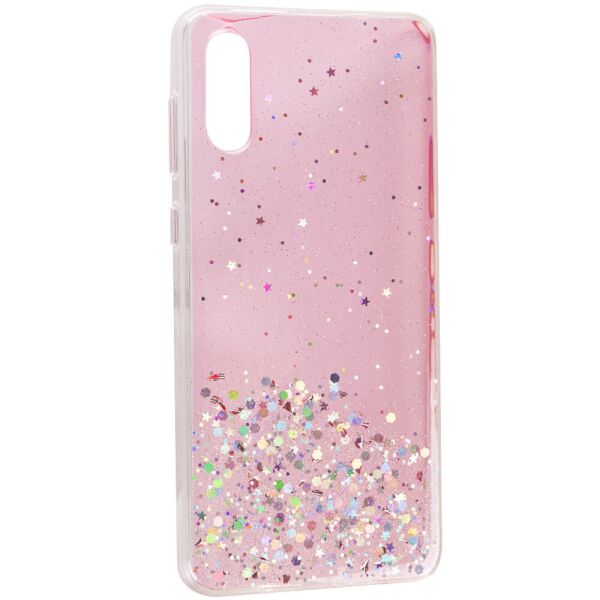 

TPU чехол Star Glitter для Samsung Galaxy A02 Прозрачный / Розовый