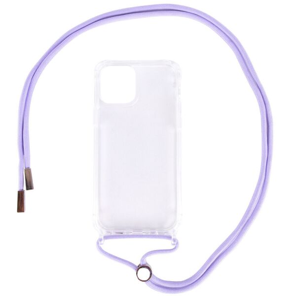 

Чехол TPU Crossbody Transparent для Apple iPhone 12 Pro / 12 (6.1") Сиреневый