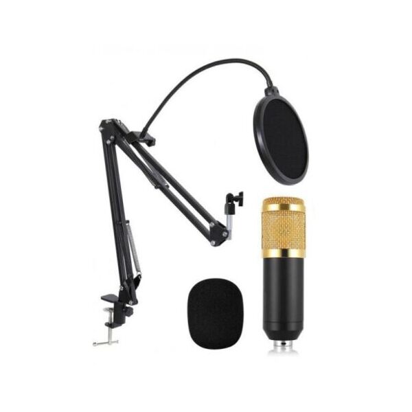 

Студийный микрофон Music D.J. M800 со стойкой и ветрозащитой Black/Gold