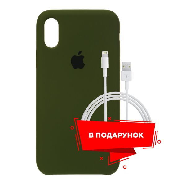 

Чехол для Apple iPhone XS/X Virid Green + кабель Lightning (ARS56945)