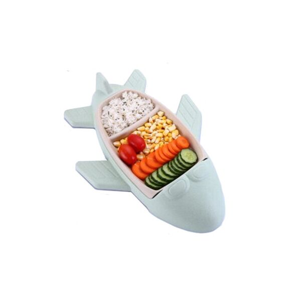 

Детская бамбуковая посуда Самолет, двухсекционная тарелка с подставкой BP16 Airplane Blue