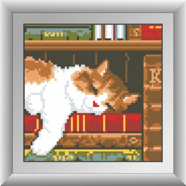 

Набор для рисования камнями алмазная живопись Dream Art Котенок на книжной полке (квадратные, полная) 30363D