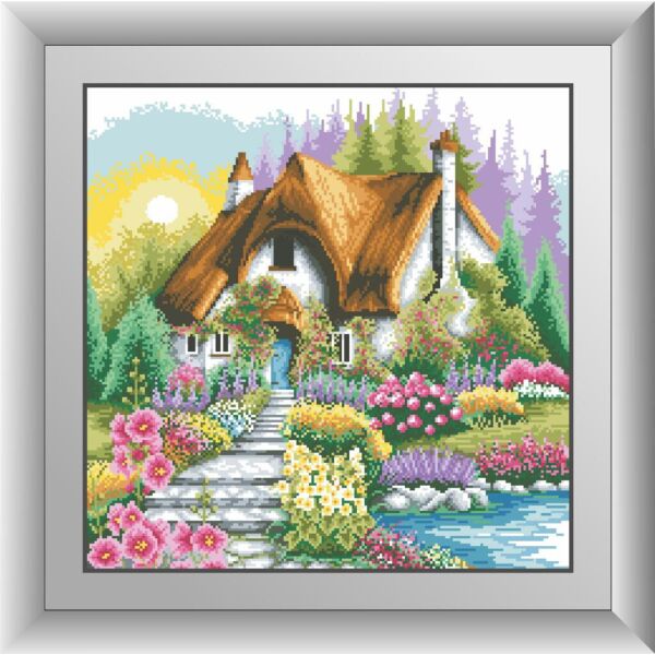 

Набор для рисования камнями алмазная живопись Dream Art Домик с живописным садом (квадратные, полная) 30618D