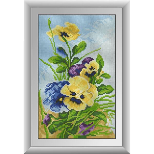 

Набор для рисования камнями алмазная живопись Dream Art Полевые анютины глазки (квадратные, полная) 30918D