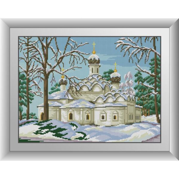 

Набор для рисования камнями алмазная живопись Dream Art Храм в зимнем лесу (квадратные, полная) 30992D