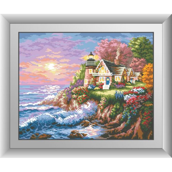 

Набор для рисования камнями алмазная живопись Dream Art Маяк на побережье (квадратные, полная) 30619D