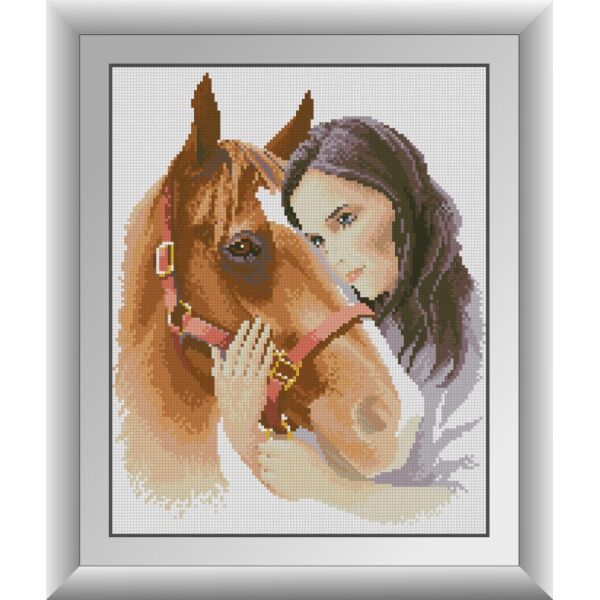 

Набор для рисования камнями алмазная живопись Dream Art Девушка с лошадью (квадратные, полная) 30942D