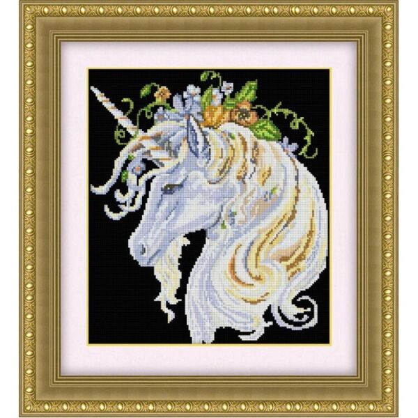 

Набор для рисования камнями алмазная живопись Dream Art Единорог в цветах (квадратные, полная) 30415D