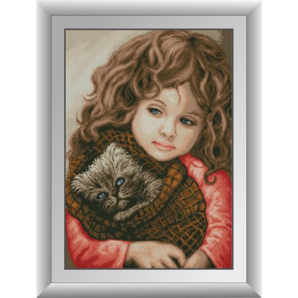 

Набор для рисования камнями алмазная живопись Dream Art Девочка с кошкой (квадратные, полная) 30746D