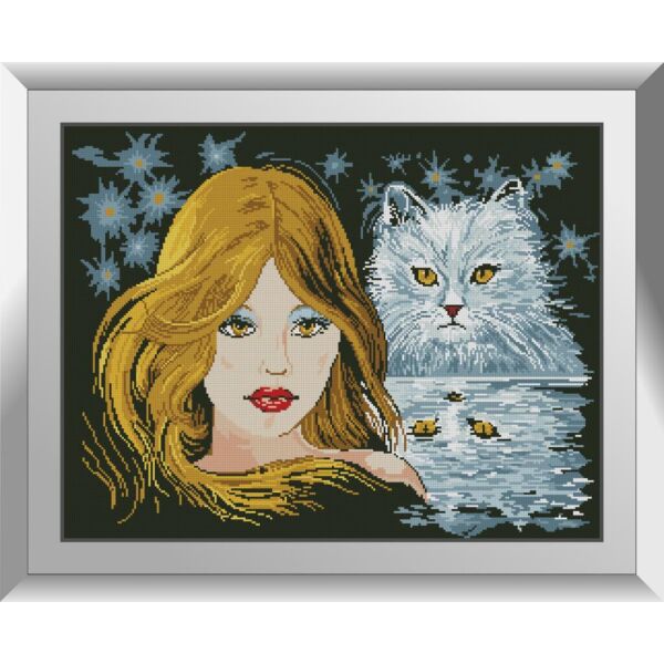 

Набор для рисования камнями алмазная живопись Dream Art Портрет с кошкой (квадратные, полная) 31306D