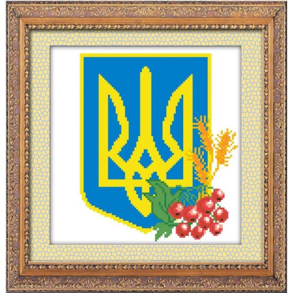 

Набор для рисования камнями алмазная живопись Dream Art Герб Украины (квадратные, полная) 30084D