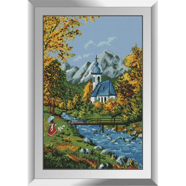 

Набор для рисования камнями алмазная живопись Dream Art Церковь в горах (квадратные, полная) 31206D