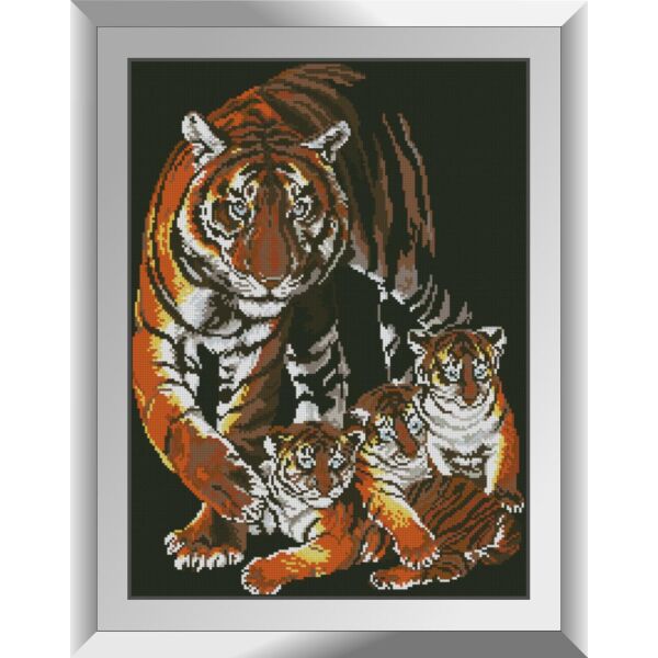 

Набор для рисования камнями алмазная живопись Dream Art Тигрята с мамой (квадратные, полная) 31349D