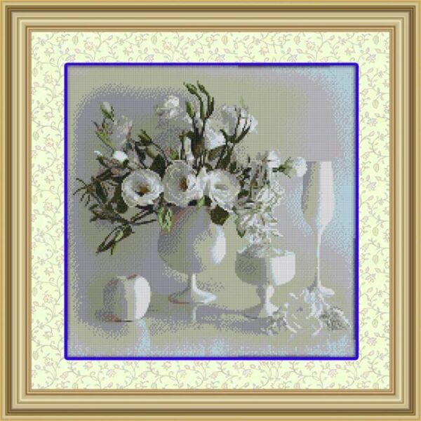 

Набор для рисования камнями алмазная живопись Dream Art Белый натюрморт (квадратные, полная) 30117D