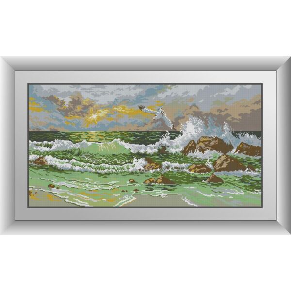 

Набор для рисования камнями алмазная живопись Dream Art Морской прибой (квадратные, полная) 30917D