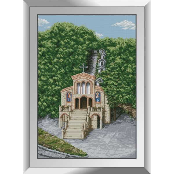 

Набор для рисования камнями алмазная живопись Dream Art Церковь в лесу (квадратные, полная) 31421D