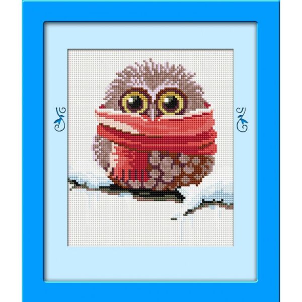 

Набор для рисования камнями алмазная живопись Dream Art Совенок. Зима. (квадратные, полная) 30036D