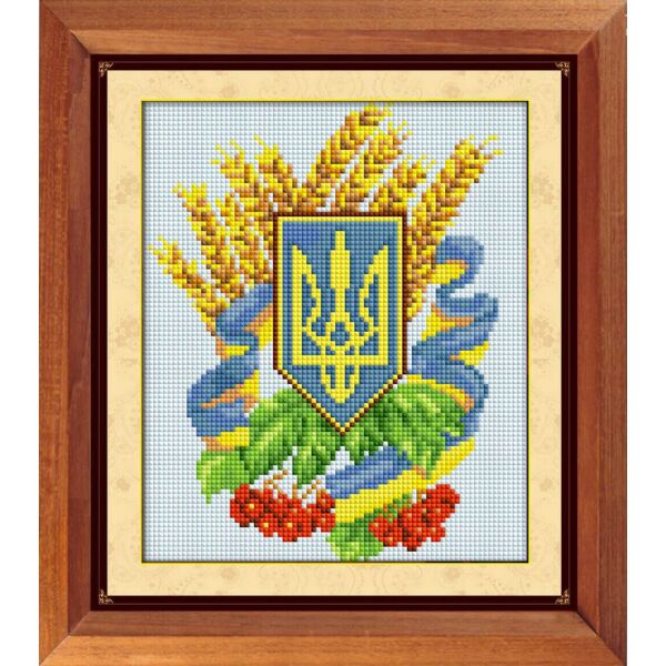 

Набор для рисования камнями алмазная живопись Dream Art Герб Украины 3 (квадратные, полная) 30112D
