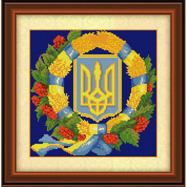 

Набор для рисования камнями алмазная живопись Dream Art Герб Украины 4 (квадратные, полная) 30113D