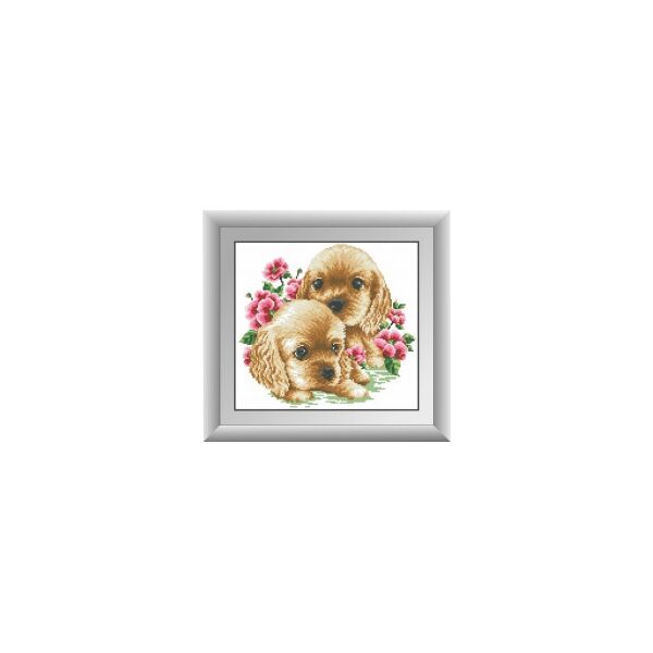 Набор для рисования камнями алмазная живопись Dream Art Кокер-спаниели (квадратные, полная) 30275D