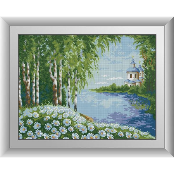 

Набор для рисования камнями алмазная живопись Dream Art Березы у реки (квадратные, полная) 30424D