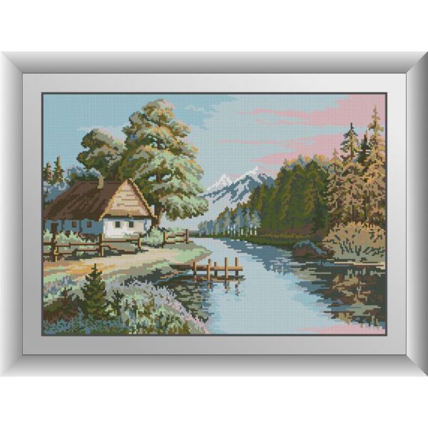 

Набор для рисования камнями алмазная живопись Dream Art Домик в горах (квадратные, полная) 30782D