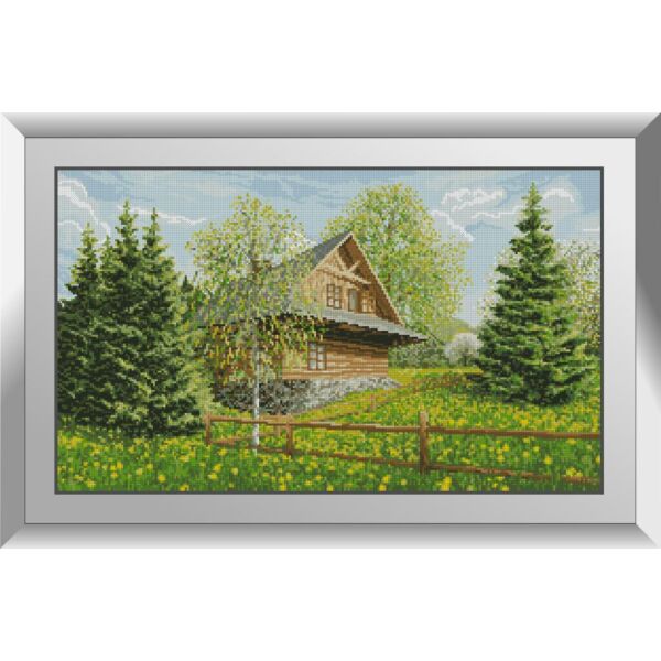 

Набор для рисования камнями алмазная живопись Dream Art Горный котедж (квадратные, полная) 31131D