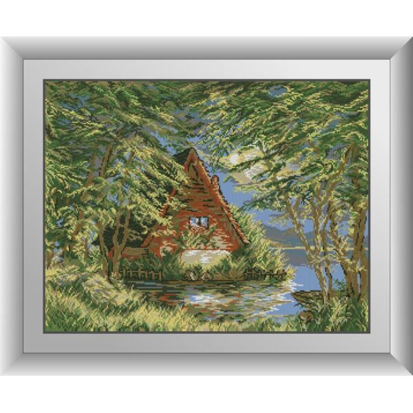 

Набор для рисования камнями алмазная живопись Dream Art Лесной домик (квадратные, полная) 31063D