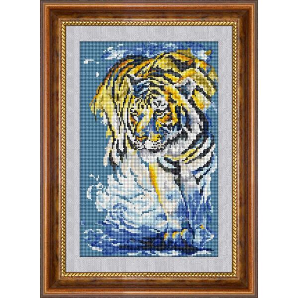 

Набор для рисования камнями алмазная живопись Dream Art Тигр в море (квадратные, полная) 30479D