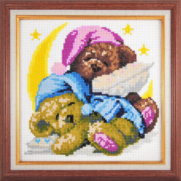 

Набор для рисования камнями алмазная живопись Dream Art Спящие мишки (круглые камни, полная) 20002D