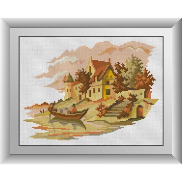 

Набор для рисования камнями алмазная живопись Dream Art Дом у реки (квадратные, полная) 31006D