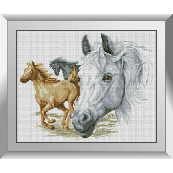 

Набор для рисования камнями алмазная живопись Dream Art Скакуны (квадратные, полная) 31223D