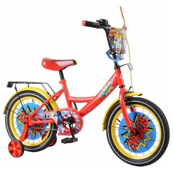 

Детский 2х колёсный велосипед 16" Tilly Wonder T-216219 красный, металлическая рама