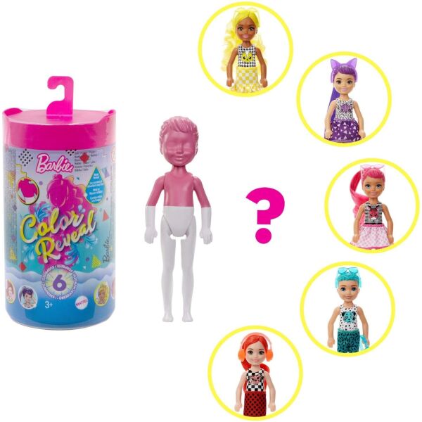 

Кукла Барби Челси Сюрприз Цветное перевоплощение Barbie Color Reveal Chelsea Color-Block Series Doll GTT24